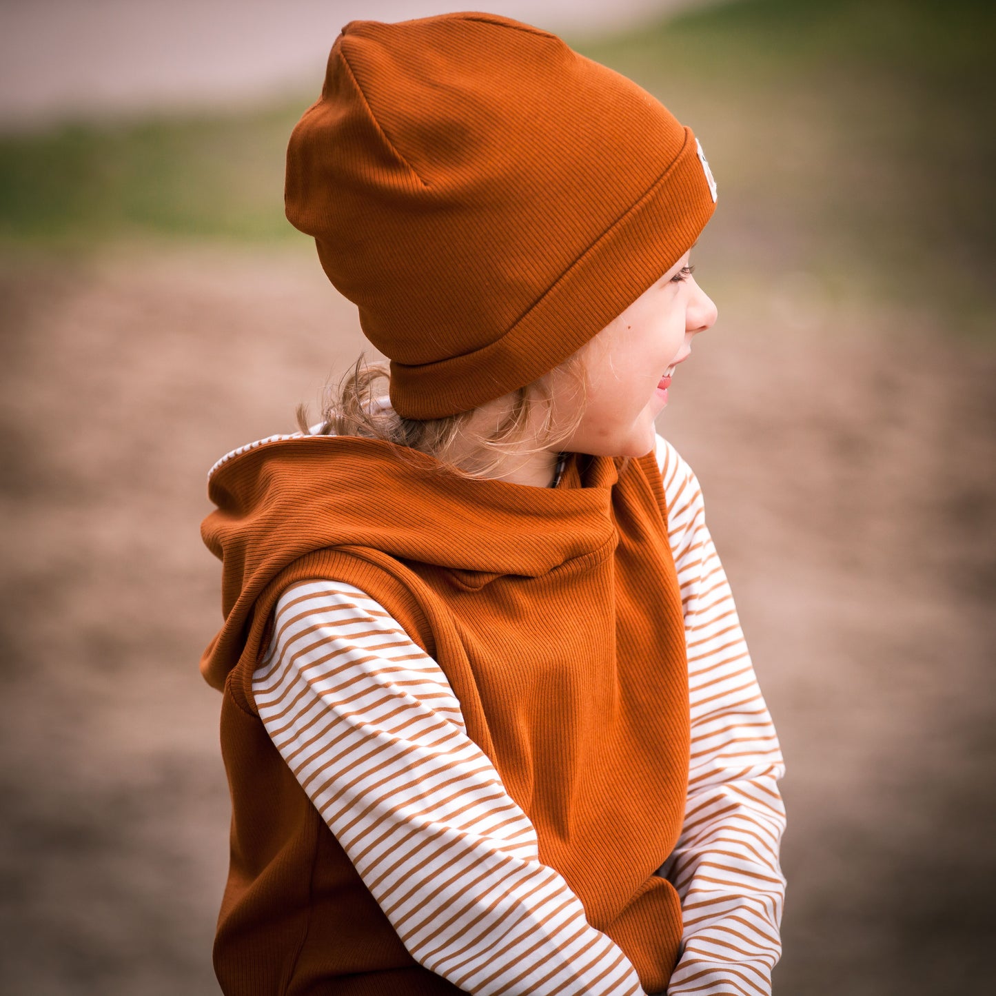 Langarm-Shirt Stripes caramel / weiß