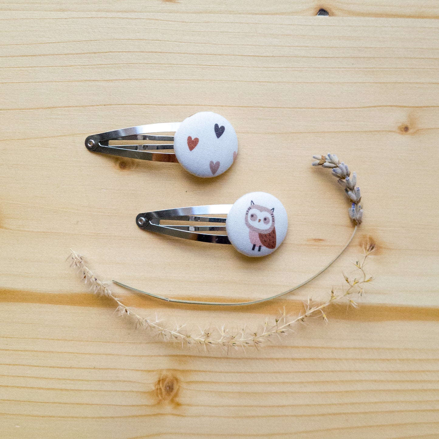 Haarspangen Eule & Herzen