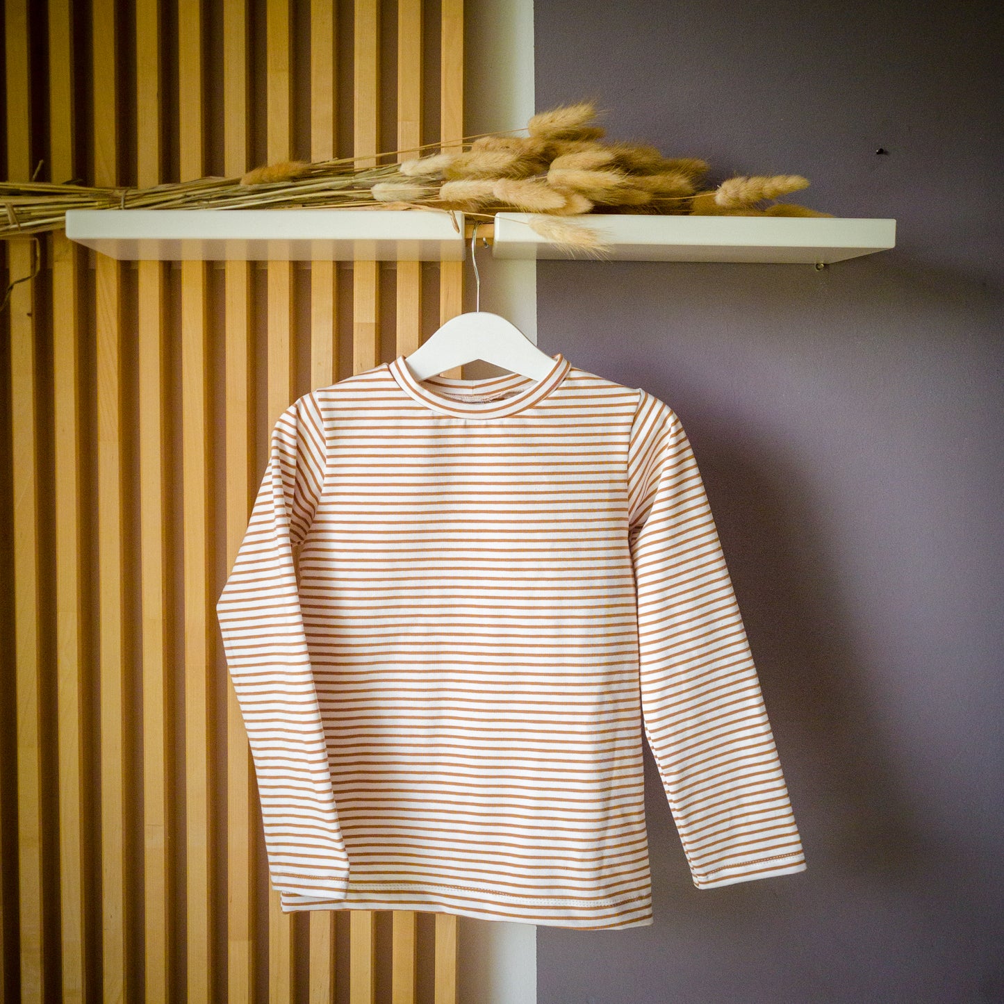 Langarm-Shirt Stripes caramel / weiß