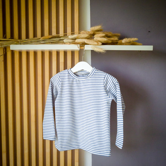 Langarm-Shirt Stripes jeansblau / weiß